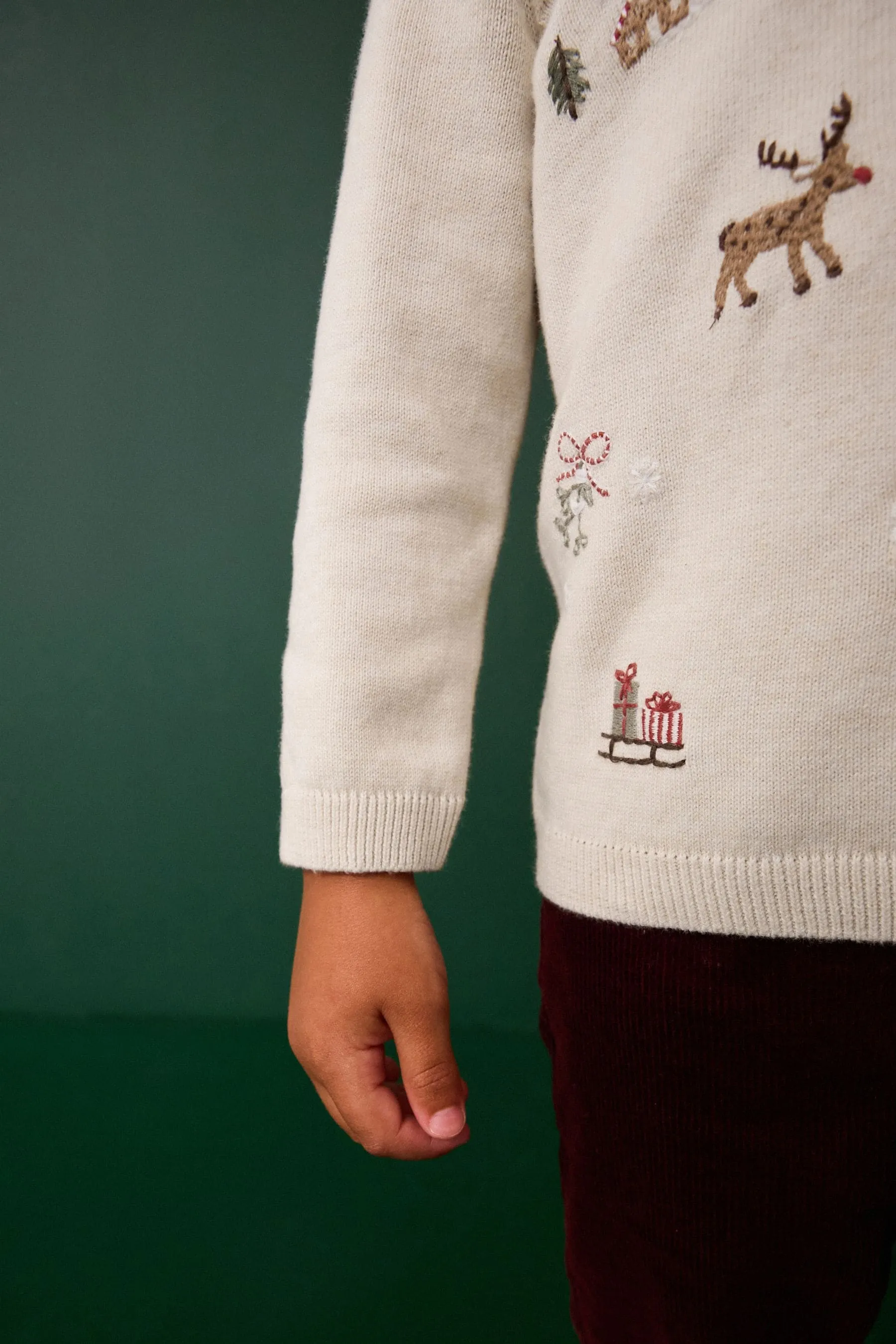100% Cotton Christmas Long Sleeve Knitted Polo Shirt (3mths-7yrs)    