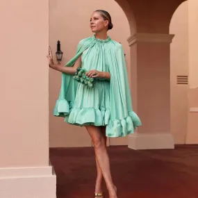 Abiti da festa corti da ballo corti verde menta dal design elegante con maniche a mantello Abito da sera formale per eventi da s