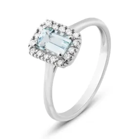 Anello Solitario Acquamarina Oro Bianco 750/1000 Acquamarina 0,5 ct Diamante Bianco 0,12 ct 1672117