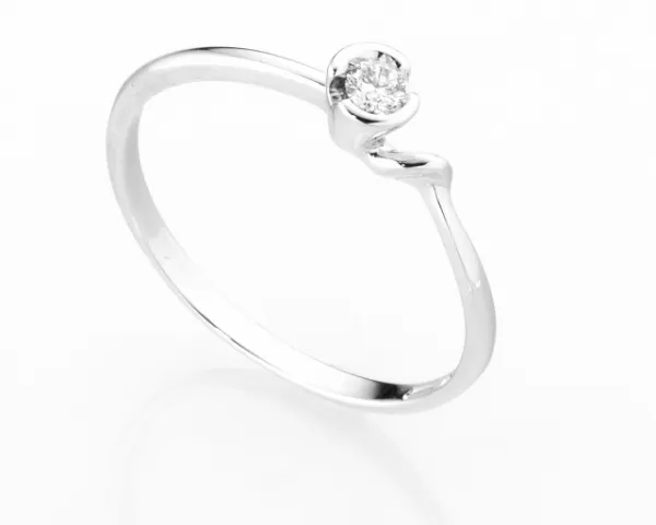 Anello Solitario Diamonds Luxury con Diamante da 0.05ct in oro bianco 18kt