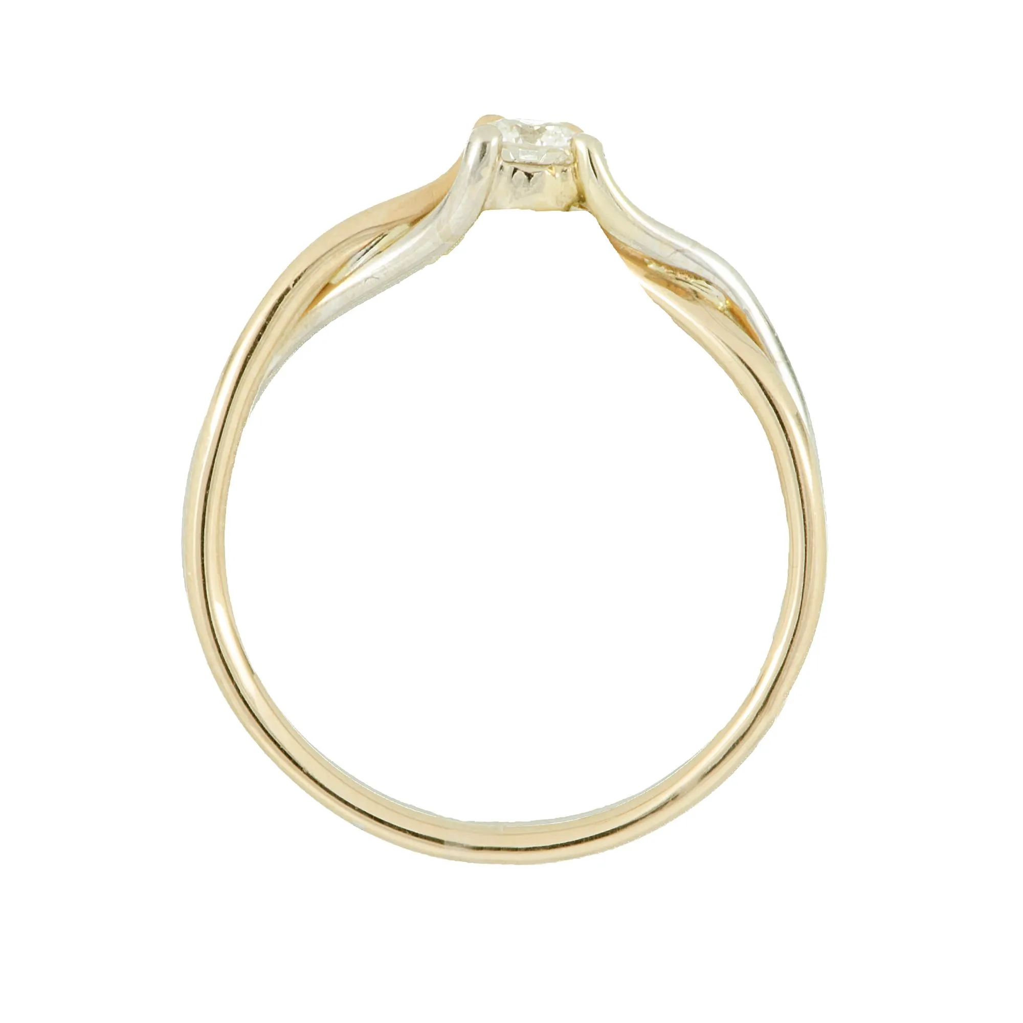 ANELLO SOLITARIO IN ORO BIANCO E ROSA CON DIAMANTE CT 0,13 MIS 13