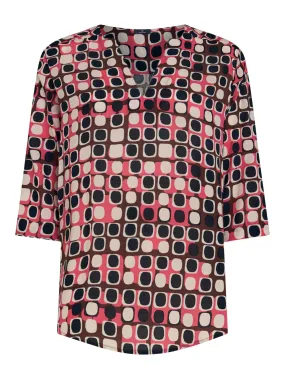 Blusa con scollo a V in Ecoseta - Fant. Hot Pink