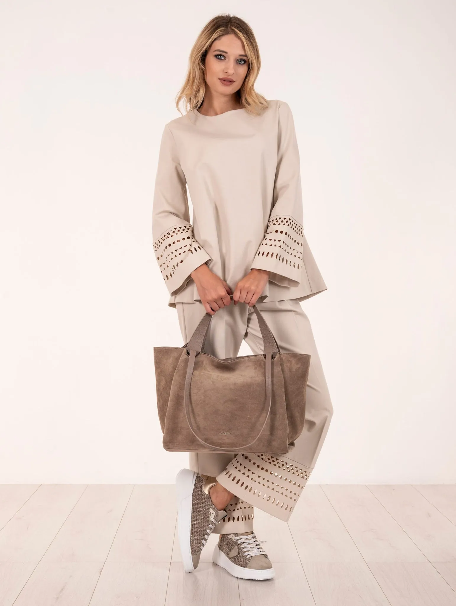 Blusa Traforata Meimeij Sabbia