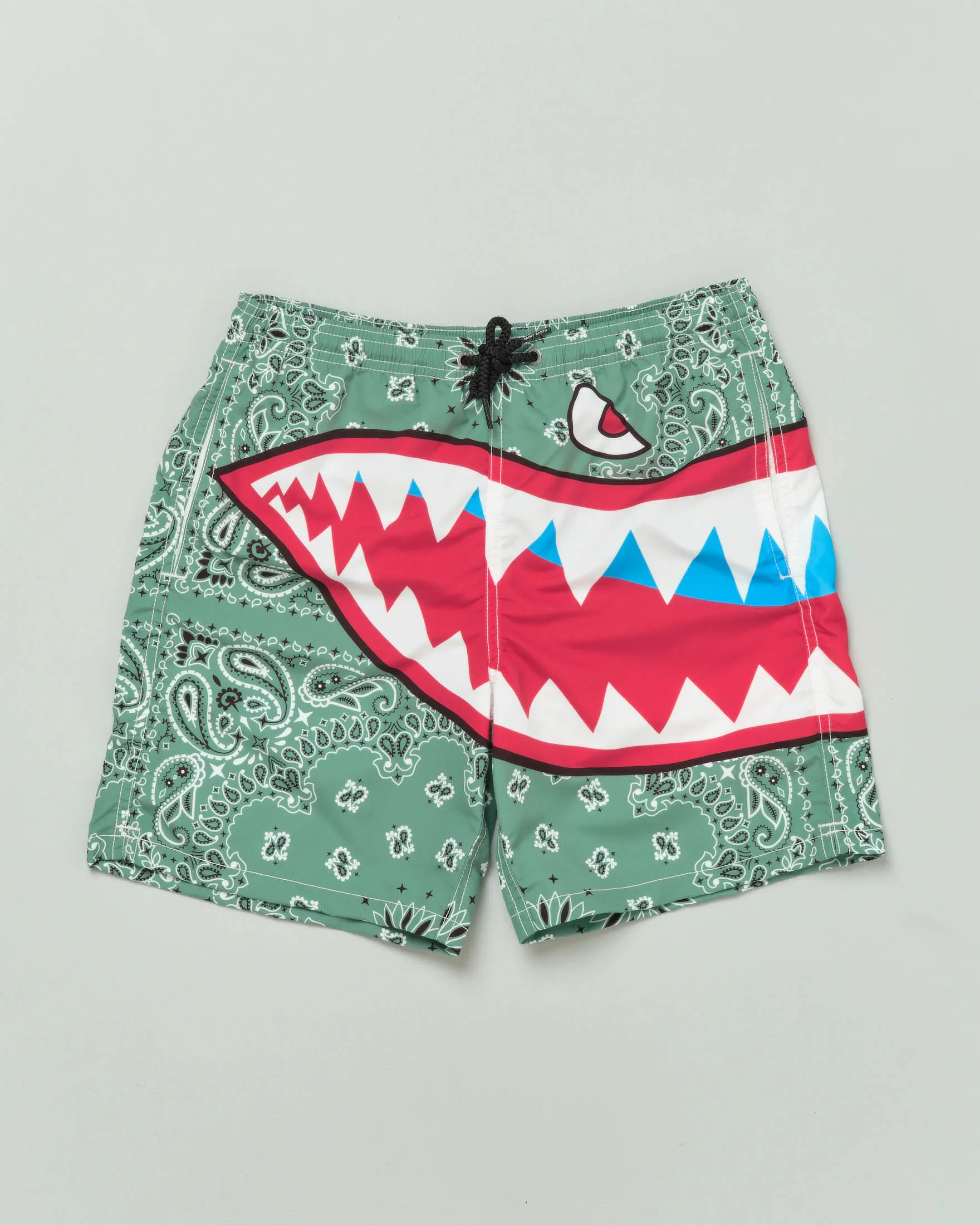 Boxer mare verde militare con stampa bandana e fauci di squalo 10-16 anni