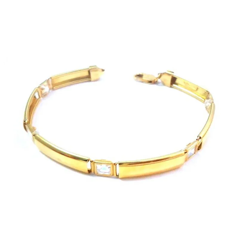 BRACCIALE IN ORO GIALLO 18 KT CON ZIRCONI BIANCHI