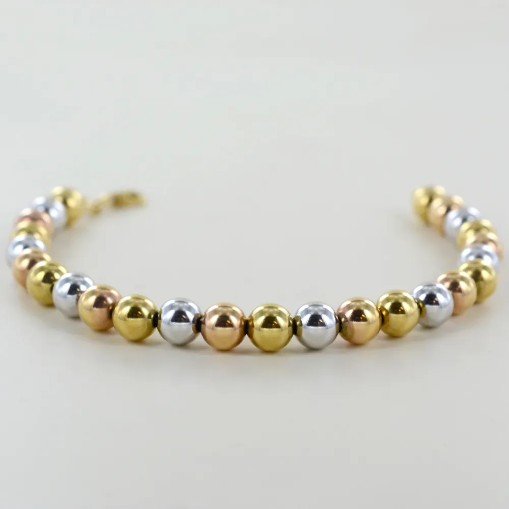Bracciale in Oro Rosa bianco e giallo a sfere lucide Grandi
