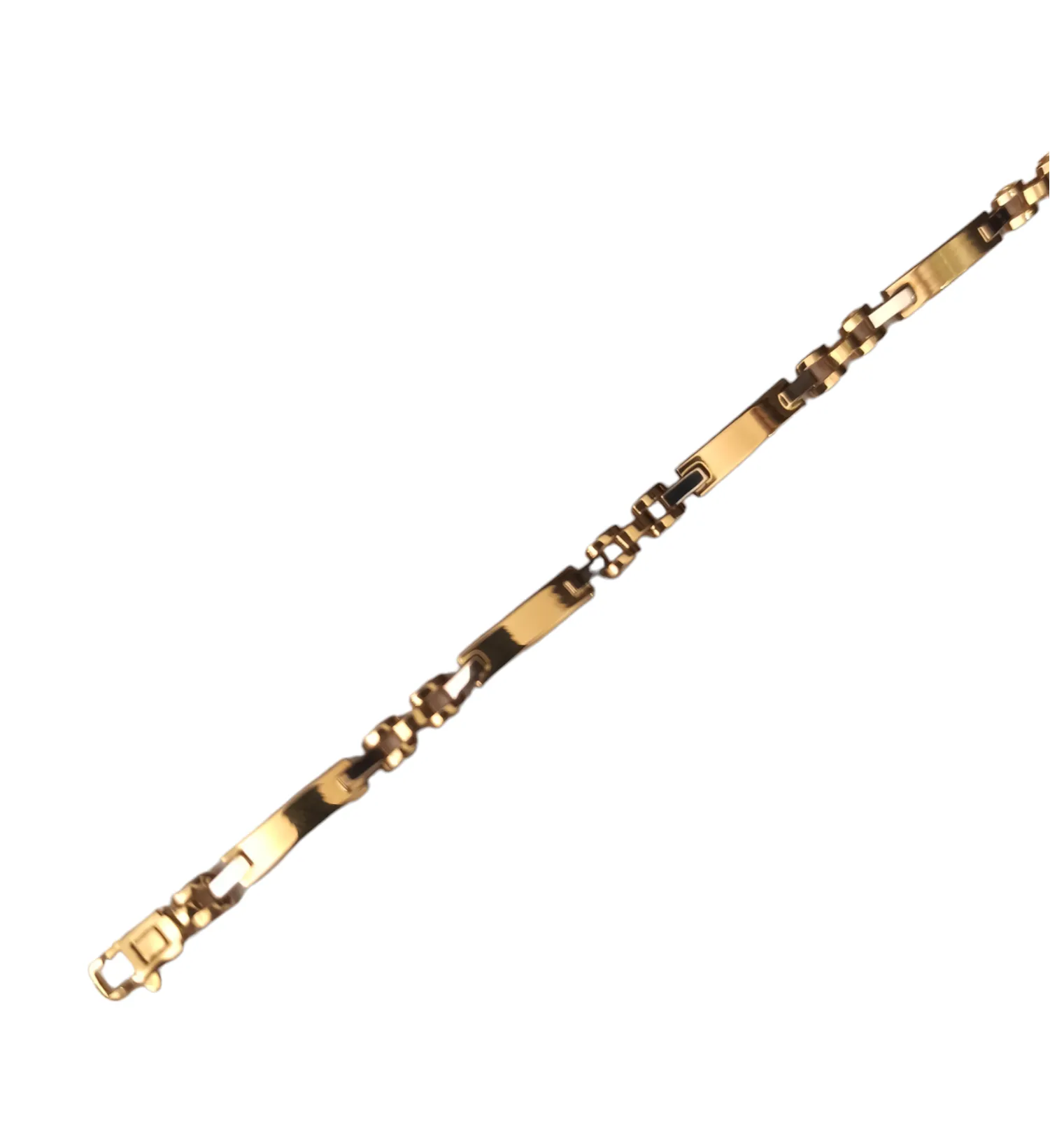 Bracciale uomo a piastre in oro giallo e bianco