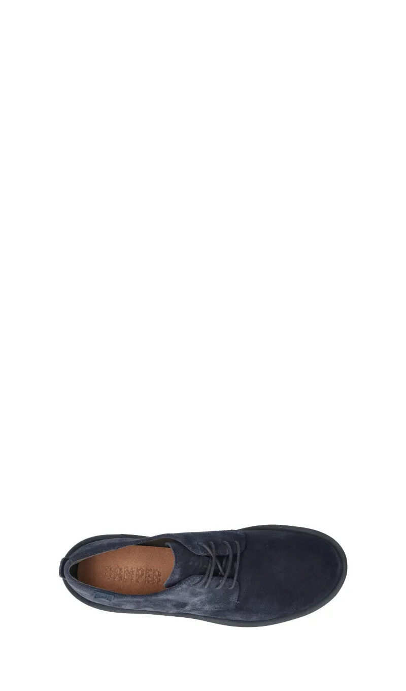 CAMPER Stringata uomo blu in suede