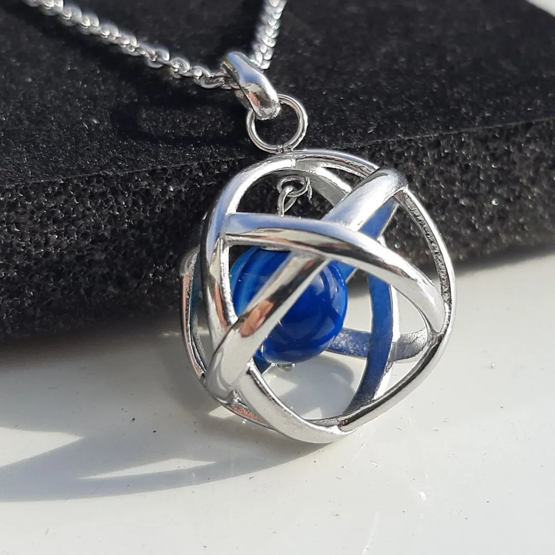 Ciondolo Genesa Agata Blu - Collana Regolabile in acciaio inossidabile