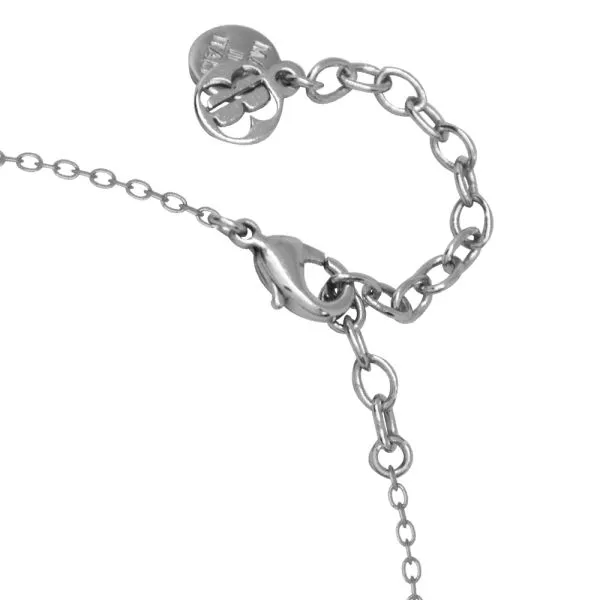 Collana in acciaio rosa con pendente a stella di strass    