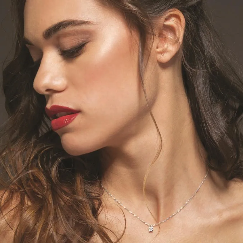 Collier Oro&Co in oro bianco, punto luce con diamante ct 0,20