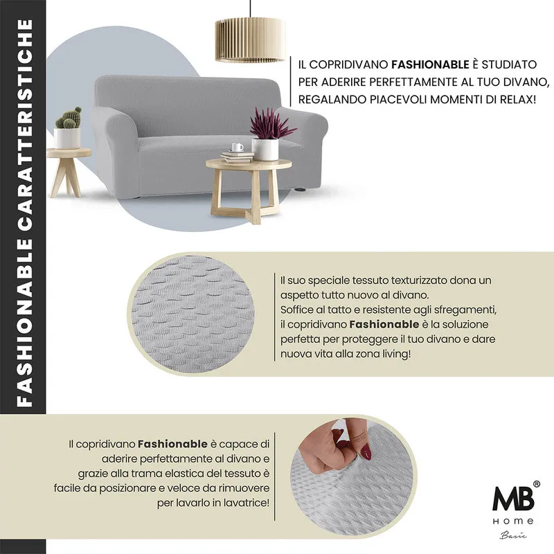 DATEX Copridivano bielastico sagomato, tessuto estensibile FASHIONABLE, grigio chiaro