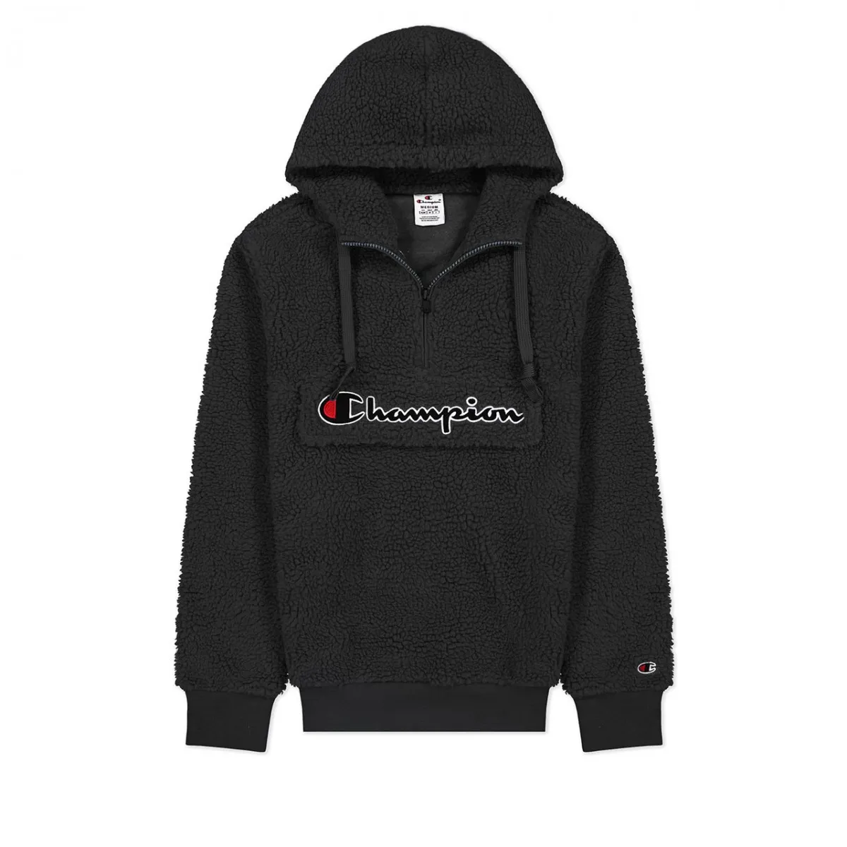 Hooded Half Zip Top, Nero