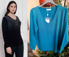 Maglioncino Elasticizzato con Strass: Un Tocco di Brillantezza nel tuo Guardaroba