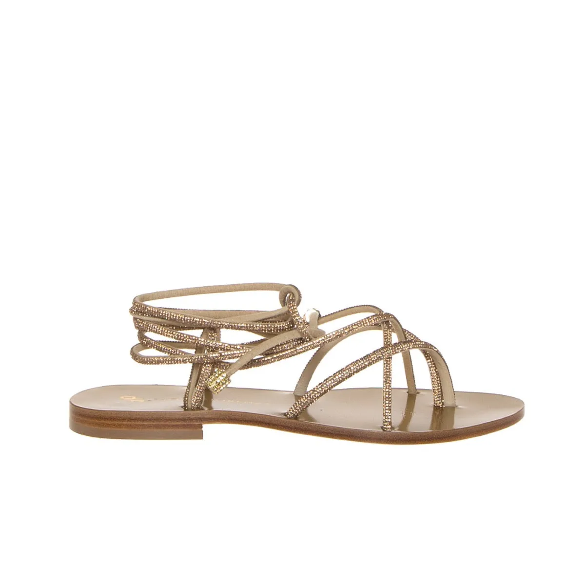 PAOLA FIORENZA FD21 SANDALO SCHIAVA STRASS ORO  
