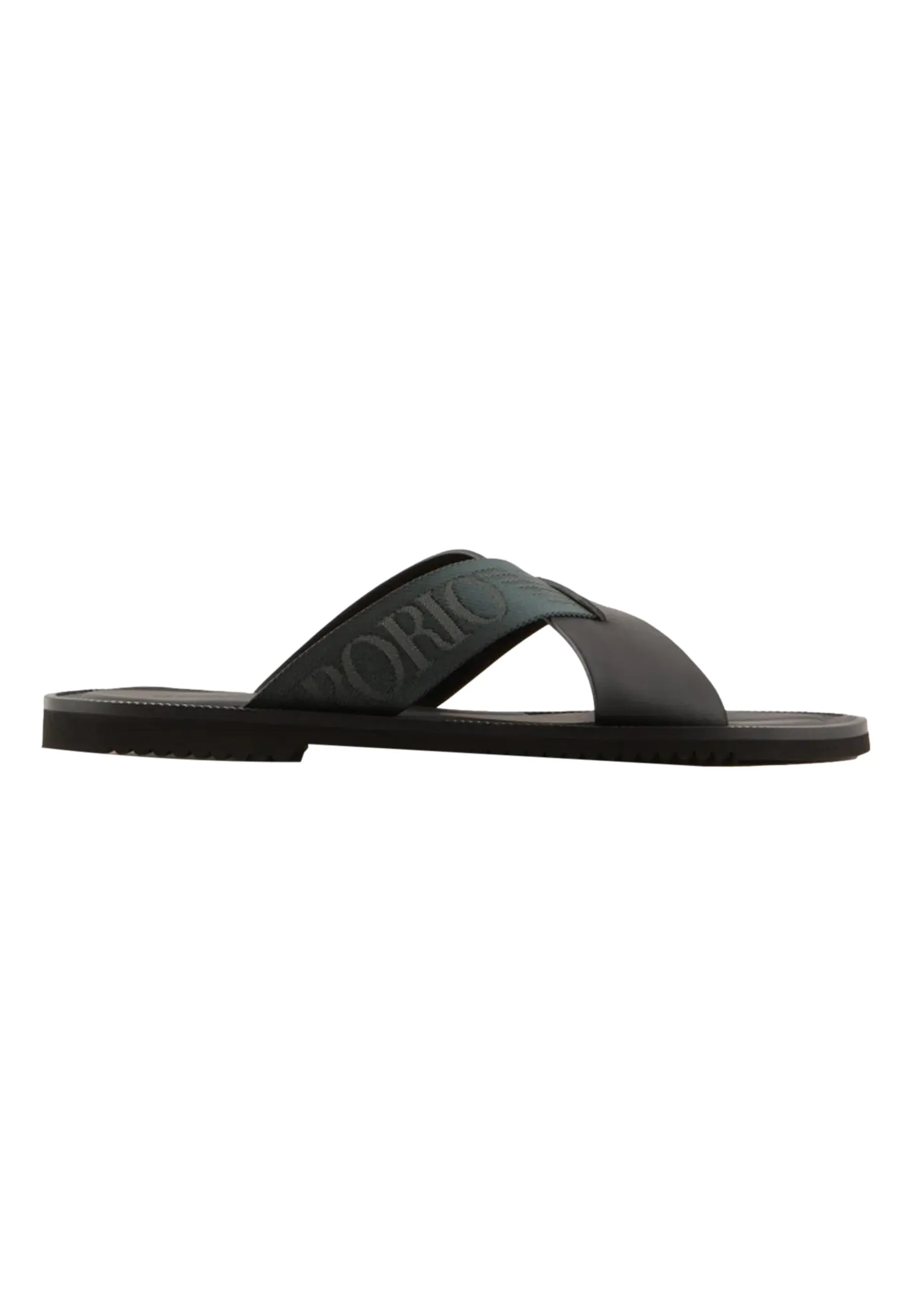 Sandali crossed in pelle e nastro logato