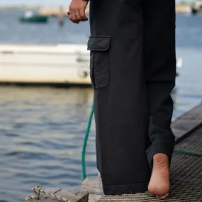 Seay  ---------    ------------Pantalone Lungo Cargo in Felpa Nero Lizard