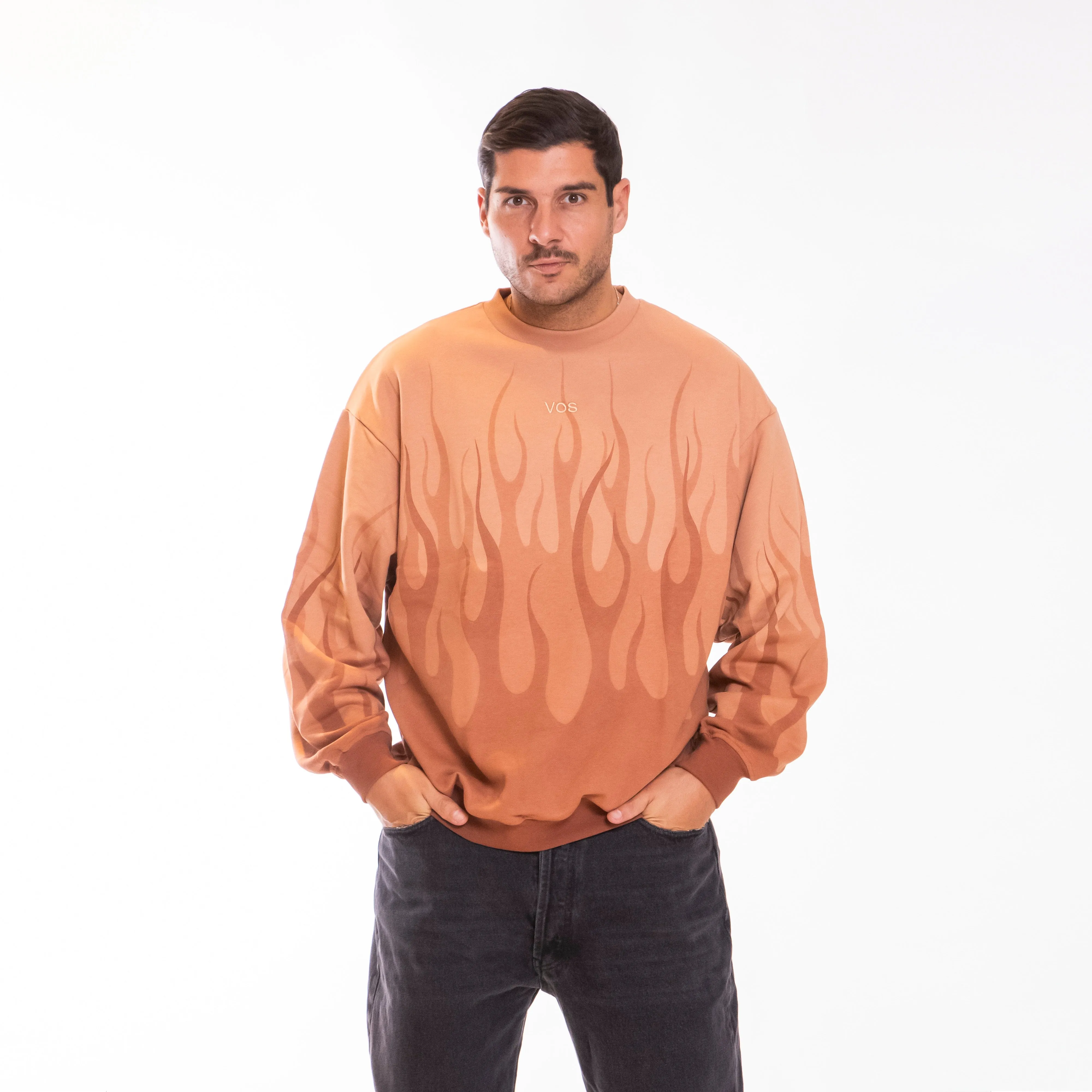 VISION OF SUPER FELPA GIROCOLLO FLAMES TERRACOTTA